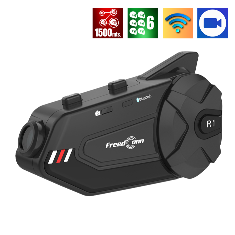 R1 PLUS - Intercomunicador-bluetooth con cámara freedconn para casco de moto